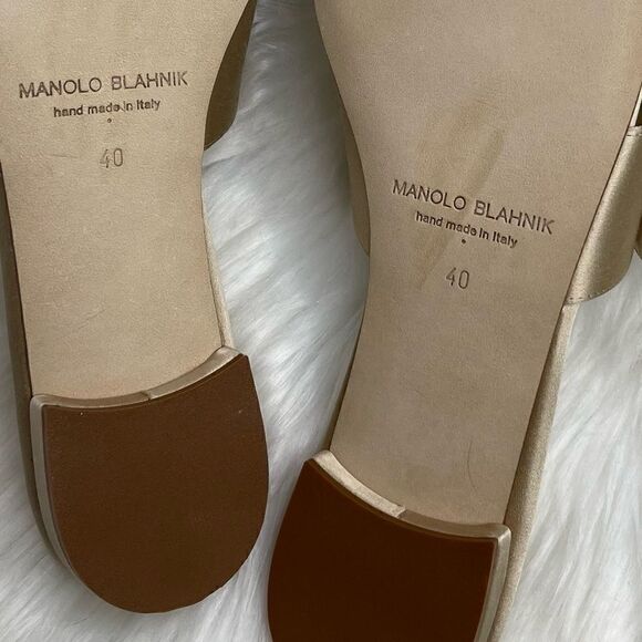 Manolo Blahnik Beige/Nude Rhinestone Verda Flat Sandal EU 40 - Picture 6 of 11